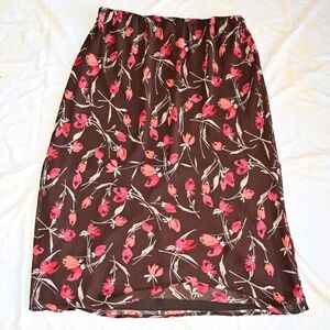 Cato Floral Brown & Orange Print Long Skirt – Size XL